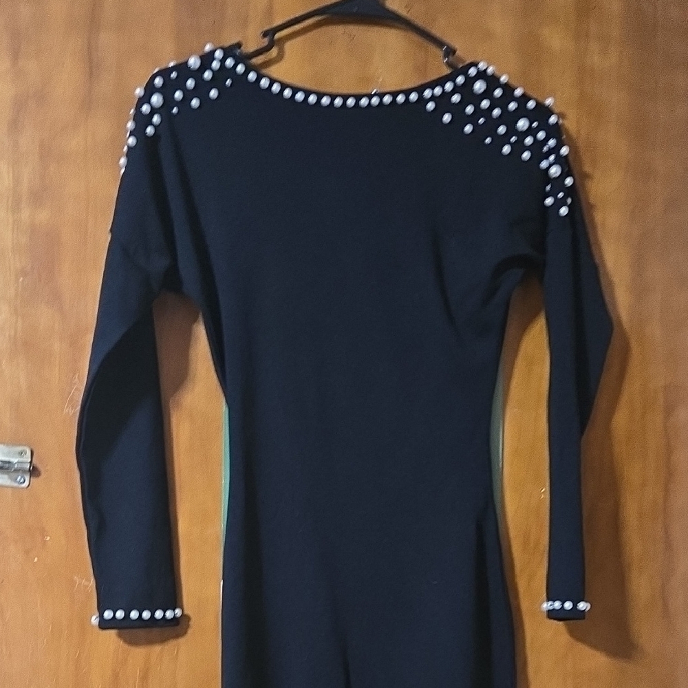 Black Dress with Pearl Accents